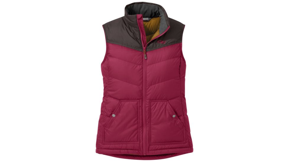 Outdoor Research Transcendent Down Vest - Womens, Beet/Dark Roast, Small, 2681071588006
