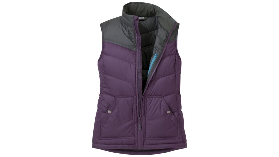 Outdoor Research Transcendent Down Vest - Womens, Pacific Plum/Storm, Small, 2681071395006