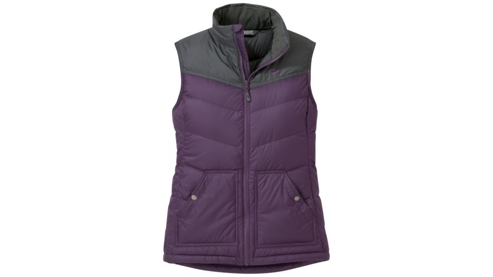 Outdoor Research Transcendent Down Vest - Womens, Pacific Plum/Storm, Small, 2681071395006
