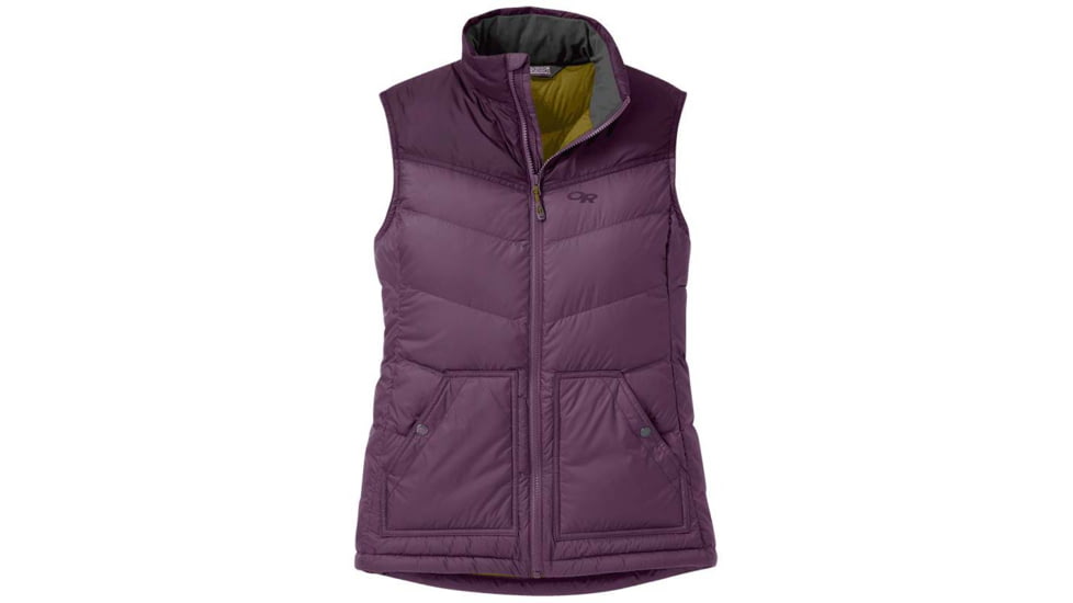 Outdoor Research Transcendent Down Vest - Womens, Vn Vlt/Bkbry, Medium, 2681071911007