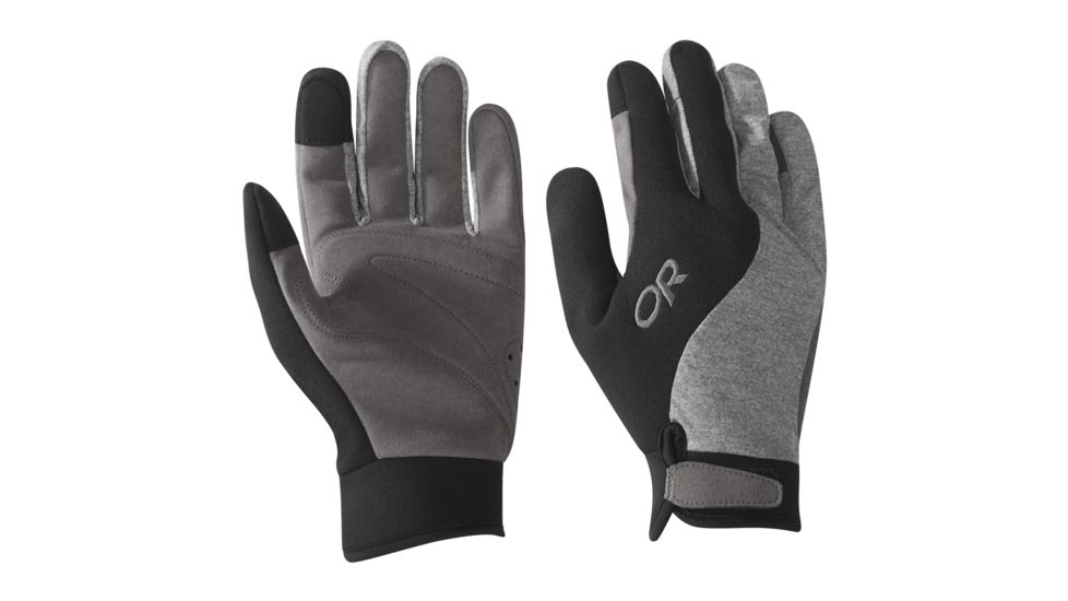 Outdoor Research Upsurge Paddle Gloves, Black/Charcoal Heather, Small, 2692861223006