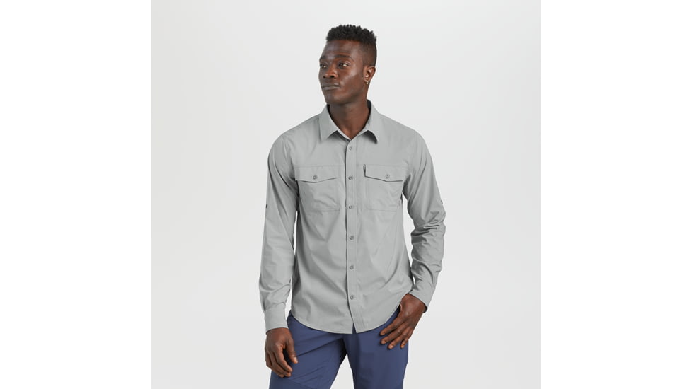 Outdoor Research Way Station Long Sleeve Shirt - Mens, Light Pewter Heather, Extra Large, 2799591811009