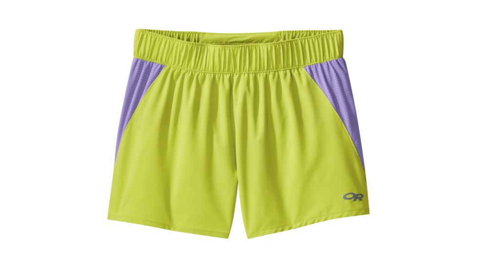 Outdoor Research Windward Shorts - Womens, Chartreuse/Thistle, Extra Small, 2692321480005