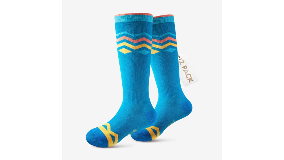 Outdoormaster Cotton Kids Ski Socks, Yellow Mint, M 2-Pair Pack, 602177