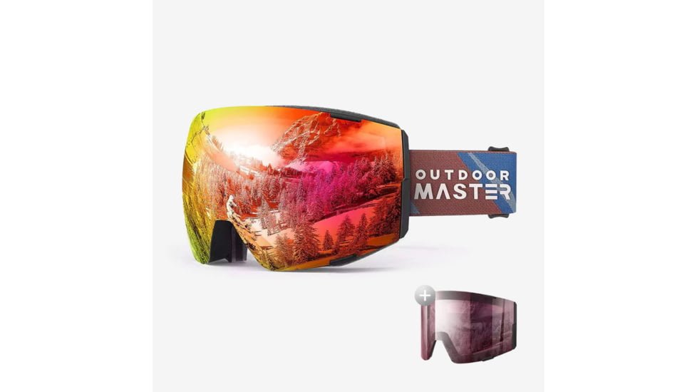 Outdoormaster Eagle Toric+Cylindrical Ski Goggles, Sapphire Blue VLT 33% Optimized Toric Lens + Rose Gold VLT 17% Optimized Cylindrical Lens, 803840