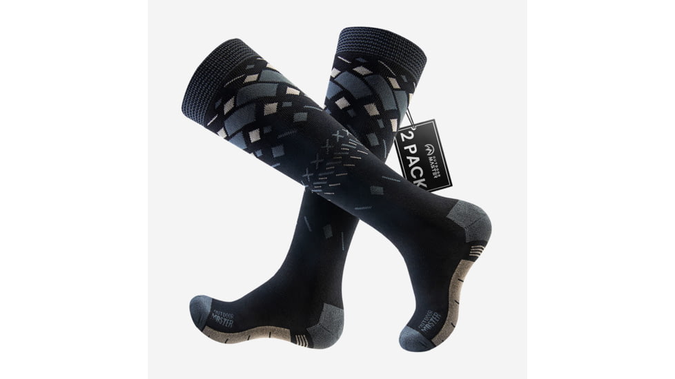 Outdoormaster Cotton Snowboard Socks, A-Gray, M 2-Pair Pack, 805622