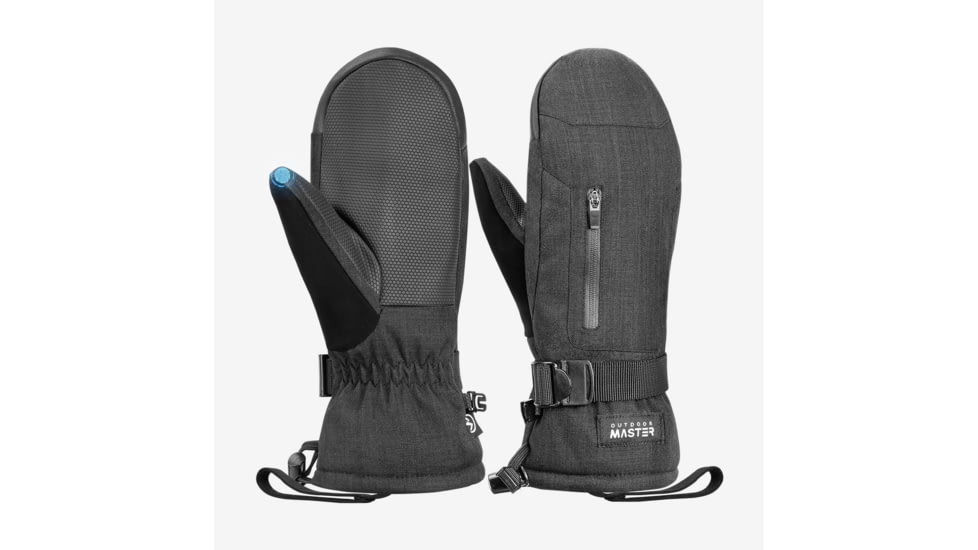 Outdoormaster Ski Mittens for Women &amp; Men, Black+Grey, M, 805497