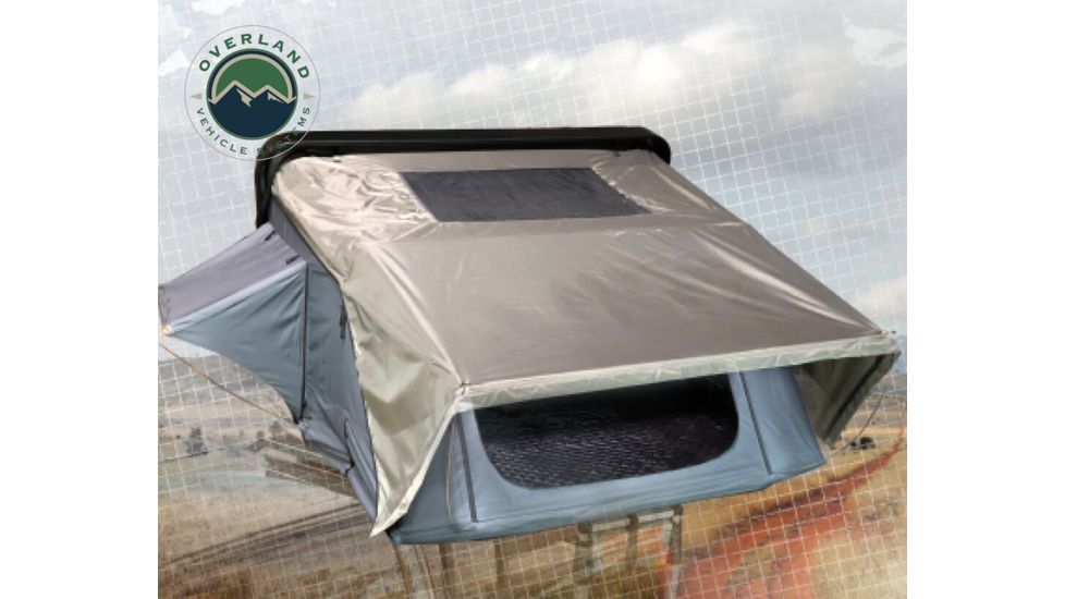 Overland Vehicle Systems Bushveld Hard Shell Roof Top Tent, 4 Person, Gray/Green, 18089901