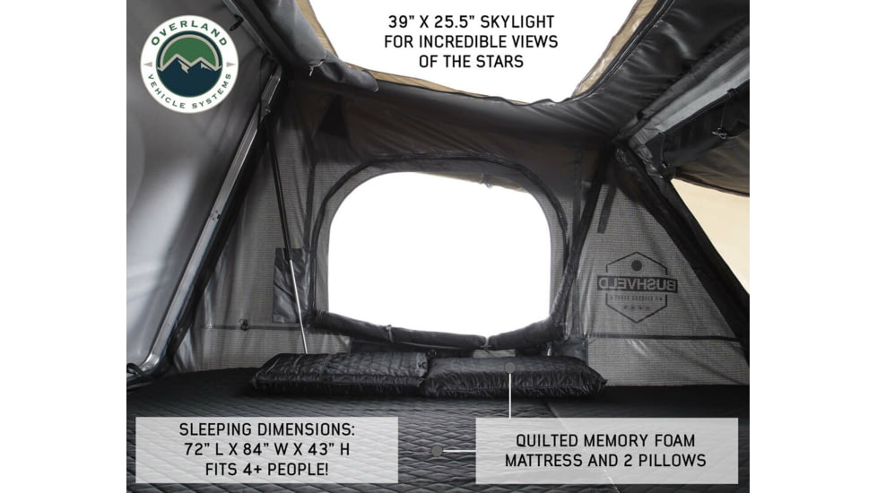 Overland Vehicle Systems Bushveld II Hard Shell Roof Top Tent - 2+ Person, 4 Season, Gray, 18189901