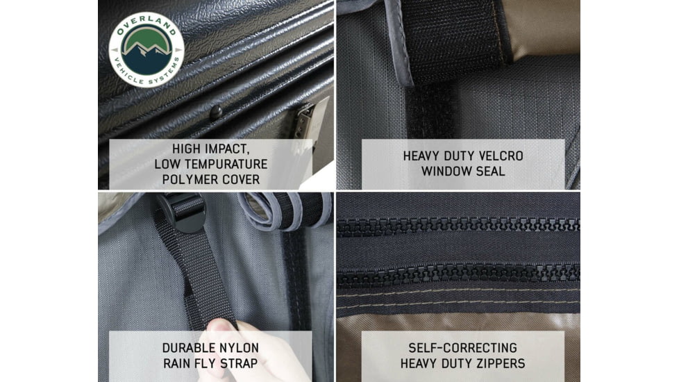 Overland Vehicle Systems Bushveld II Hard Shell Roof Top Tent - 2+ Person, 4 Season, Gray, 18189901