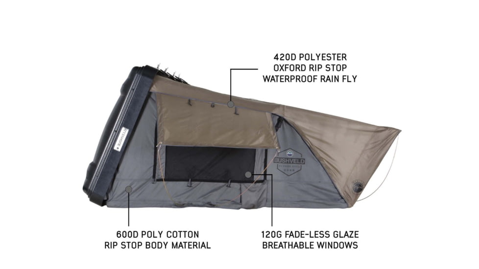 Overland Vehicle Systems Bushveld II Hard Shell Roof Top Tent - 2+ Person, 4 Season, Gray, 18189901