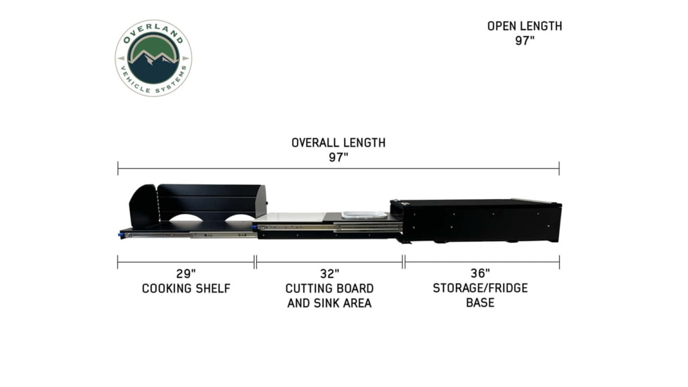 Overland Vehicle Systems Camp Cargo Box Kitchen w/Slide Out Sink/Cooking Shelf/Work Station, Black, 21010401