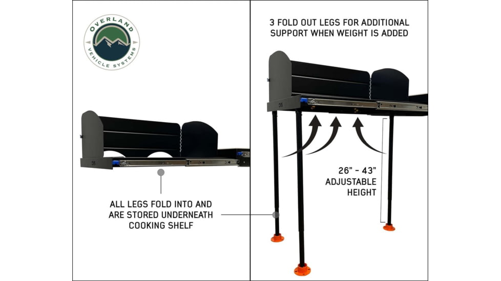 Overland Vehicle Systems Camp Cargo Box Kitchen w/Slide Out Sink/Cooking Shelf/Work Station, Black, 21010401