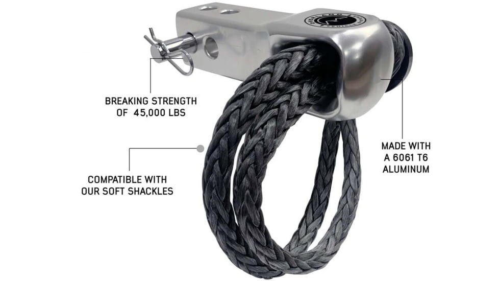 Overland Vehicle Systems Combo Pack Soft Shackle 5/8in With Collar 44,500 lb. and Aluminum Receiver Mount, Raw, 21-6580