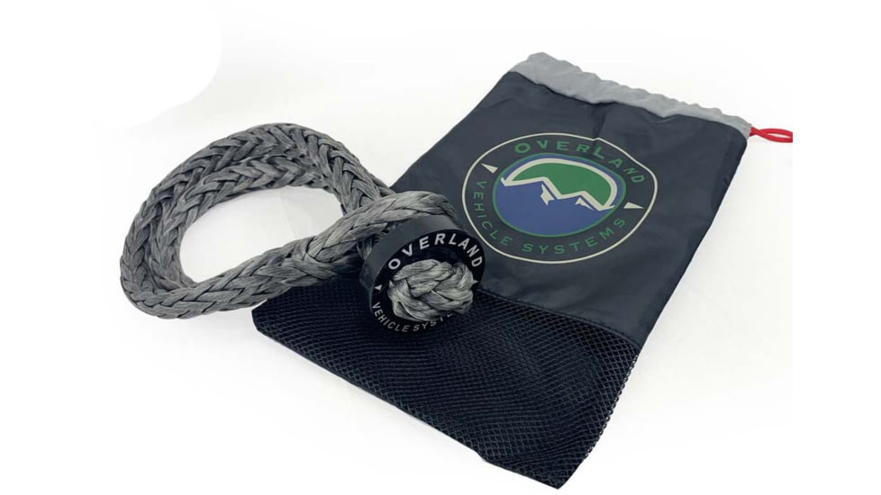 Overland Vehicle Systems Combo Pack Soft Shackle 5/8in With Collar 44,500 lb. and Aluminum Receiver Mount, Raw, 21-6580