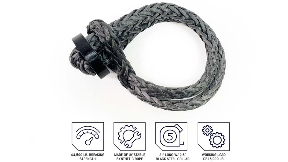 Overland Vehicle Systems Combo Pack Soft Shackle 5/8in With Collar 44,500 lb. and Aluminum Receiver Mount, Raw, 21-6580