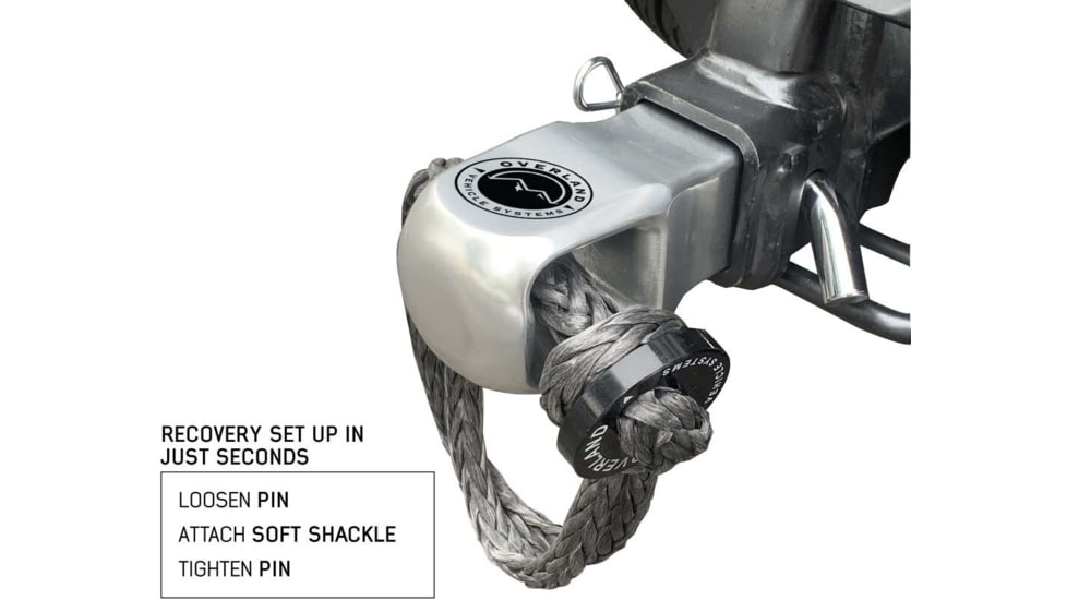 Overland Vehicle Systems Combo Pack Soft Shackle 5/8in With Collar 44,500 lb. and Aluminum Receiver Mount, Raw, 21-6580