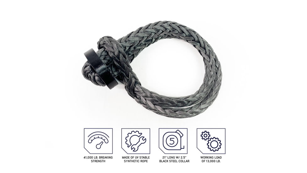 Overland Vehicle Systems Combo Pack Soft Shackle 7/16in 41 lb with Collar and Recovery Ring 2.5in 10 lb, Multi, 19-8716