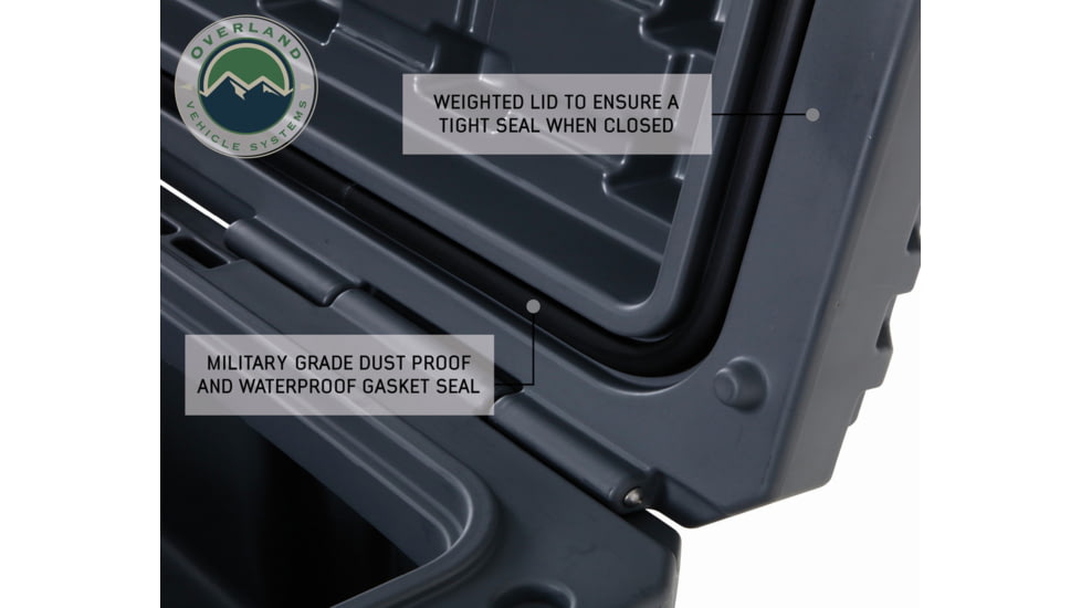 Overland Vehicle Systems D.B.S. Dry Box w/ Wheels, Drain and Bottle Opener, Dark Grey, 117 QT, 40100021