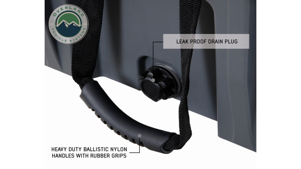 Overland Vehicle Systems D.B.S. Dry Box w/ Wheels, Drain and Bottle Opener, Dark Grey, 117 QT, 40100021