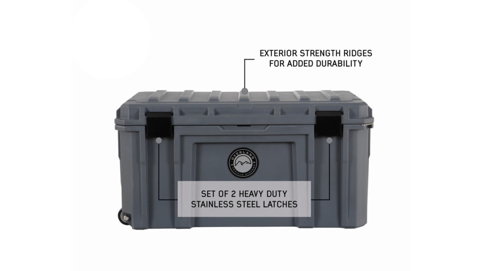 Overland Vehicle Systems D.B.S. Dry Box w/ Wheels, Drain and Bottle Opener, Dark Grey, 169 QT, 40100031