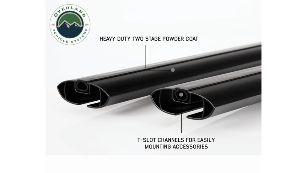 Overland Vehicle Systems FBM1 Freedom Bar Mounting Combo Kit, 4 Pieces Factory Side Rail Mount and 50in Straight Crossbars, Black, 22030107