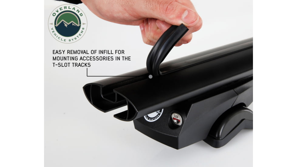 Overland Vehicle Systems FBM1 Freedom Bar Mounting Combo Kit, 4 Pieces Factory Side Rail Mount and 50in Straight Crossbars, Black, 22030107