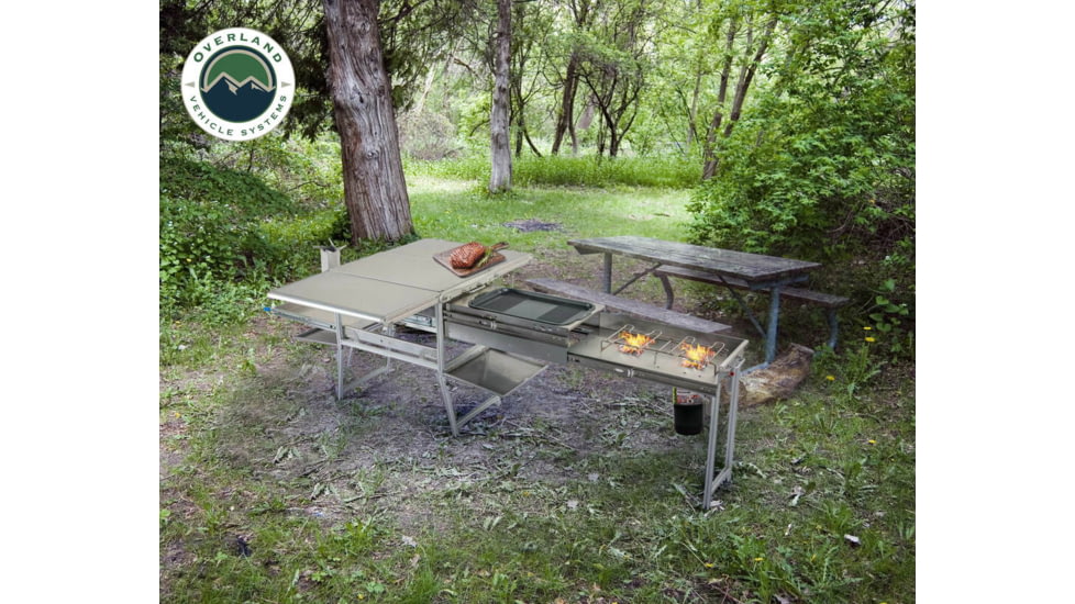 Overland Vehicle Systems Komodo Camp Kitchen, Dual Grill, Skillet, Folding Shelves, Rocket Tower, 30100001