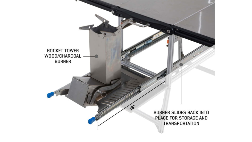 Overland Vehicle Systems Komodo Camp Kitchen, Dual Grill, Skillet, Folding Shelves, Rocket Tower, 30100001