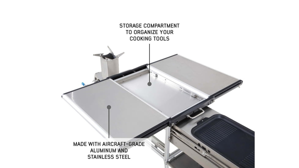 Overland Vehicle Systems Komodo Camp Kitchen, Dual Grill, Skillet, Folding Shelves, Rocket Tower, 30100001