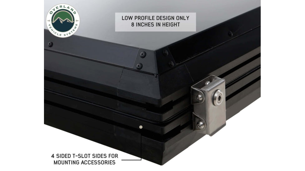 Overland Vehicle Systems Mamba 3 Clamshell Aluminum Roof Top Tent -Black Shell &amp; Grey Body, Black/Grey, 18099901