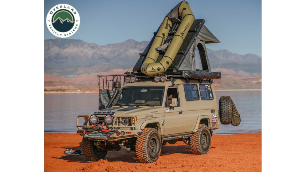 Overland Vehicle Systems Mamba 3 Clamshell Aluminum Roof Top Tent -Black Shell &amp; Grey Body, Black/Grey, 18099901