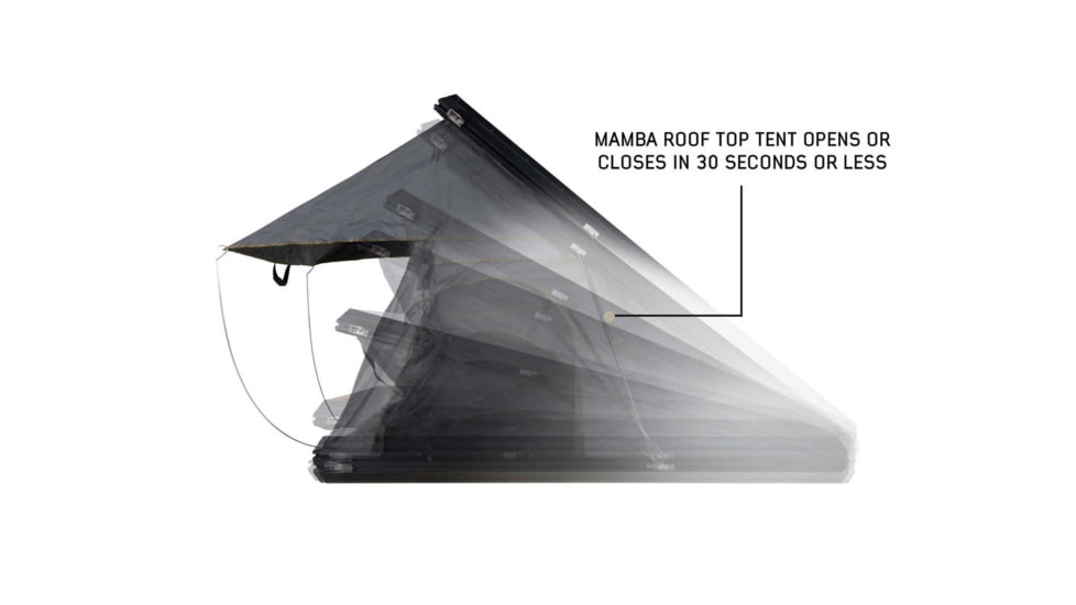 Overland Vehicle Systems Mamba 3 Clamshell Aluminum Roof Top Tent -Black Shell &amp; Grey Body, Black/Grey, 18099901