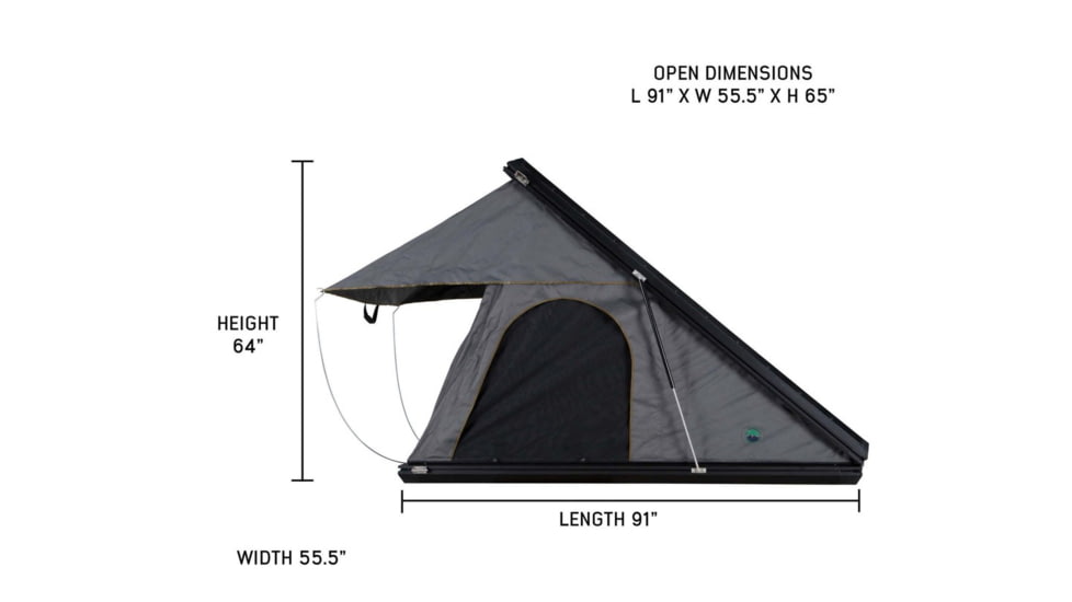Overland Vehicle Systems Mamba 3 Clamshell Aluminum Roof Top Tent -Black Shell &amp; Grey Body, Black/Grey, 18099901