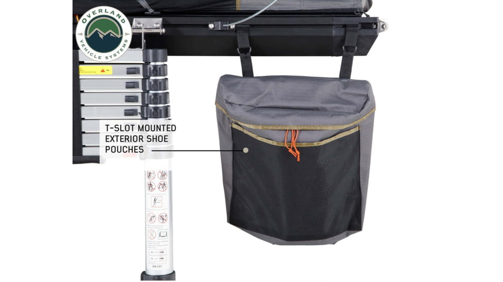 Overland Vehicle Systems Mamba 3 Clamshell Aluminum Roof Top Tent -Black Shell &amp; Grey Body, Black/Grey, 18099901