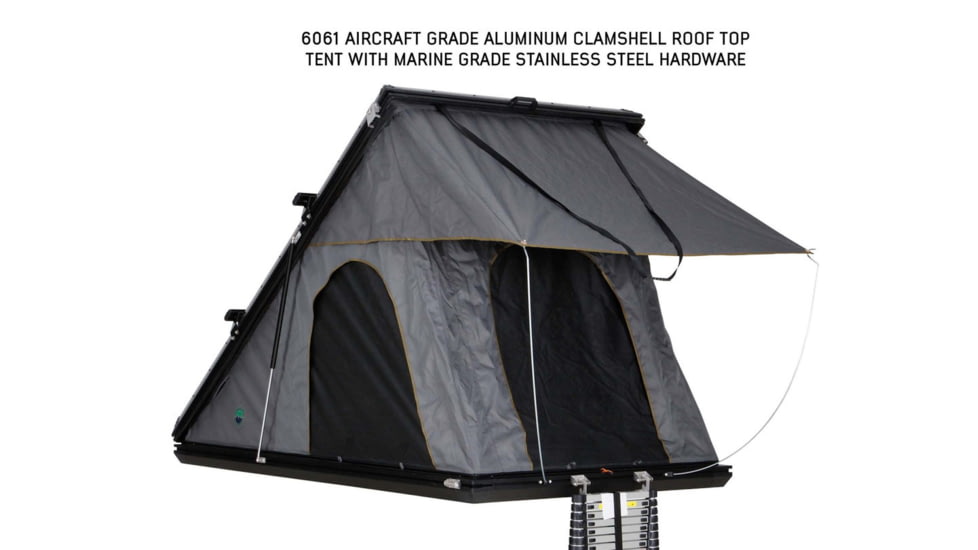 Overland Vehicle Systems Mamba 3 Clamshell Aluminum Roof Top Tent -Black Shell &amp; Grey Body, Black/Grey, 18099901