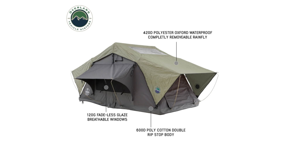 Overland Vehicle Systems N2S Nomadic 2 Standard Roof Top Tent, Gray/Green, 18429936
