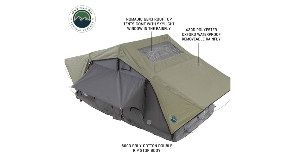 Overland Vehicle Systems N2S Nomadic 2 Standard Roof Top Tent, Gray/Green, 18429936