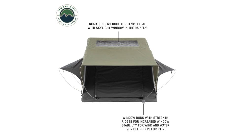 Overland Vehicle Systems N2S Nomadic 2 Standard Roof Top Tent, Gray/Green, 18429936
