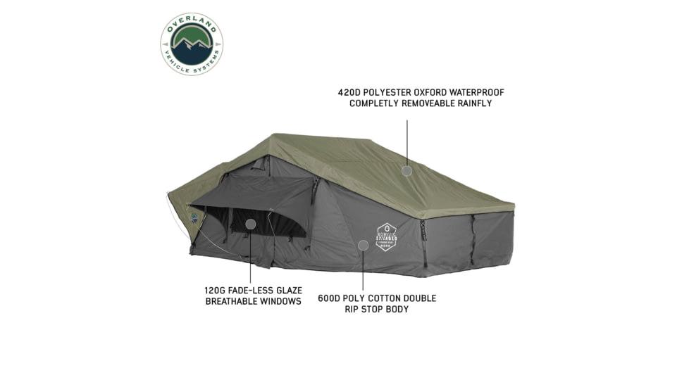 Overland Vehicle Systems N3E Nomadic 3 Extended Roof Top Tent, Gray/Green, 18339936