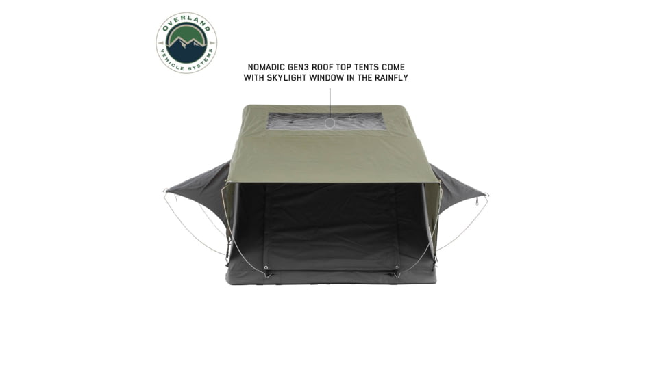 Overland Vehicle Systems N3E Nomadic 3 Extended Roof Top Tent, Gray/Green, 18339936
