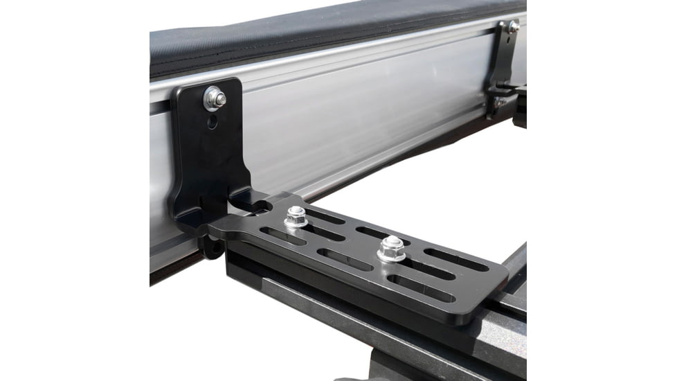 Overland Vehicle Systems Nomadic 180 Awning w/ Bracket Kit and Extended Poles For Mid to High Roof Line Vans, Dark Gray, 19609908