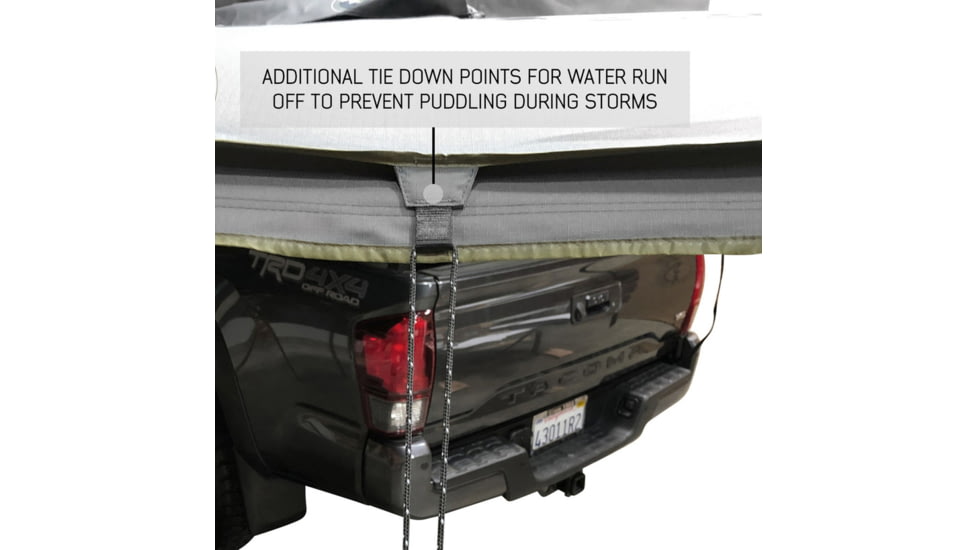 Overland Vehicle Systems Nomadic 180 Awning w/ Bracket Kit and Extended Poles For Mid to High Roof Line Vans, Dark Gray, 19609908