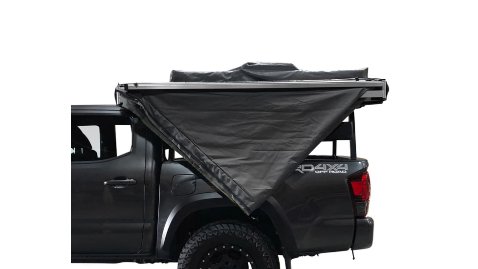 Overland Vehicle Systems Nomadic 270 Driver Roof Top Awning w/ Bracket Kit and Extended Poles For Mid to High Roof Line Vans, Dark Gray, 19519908