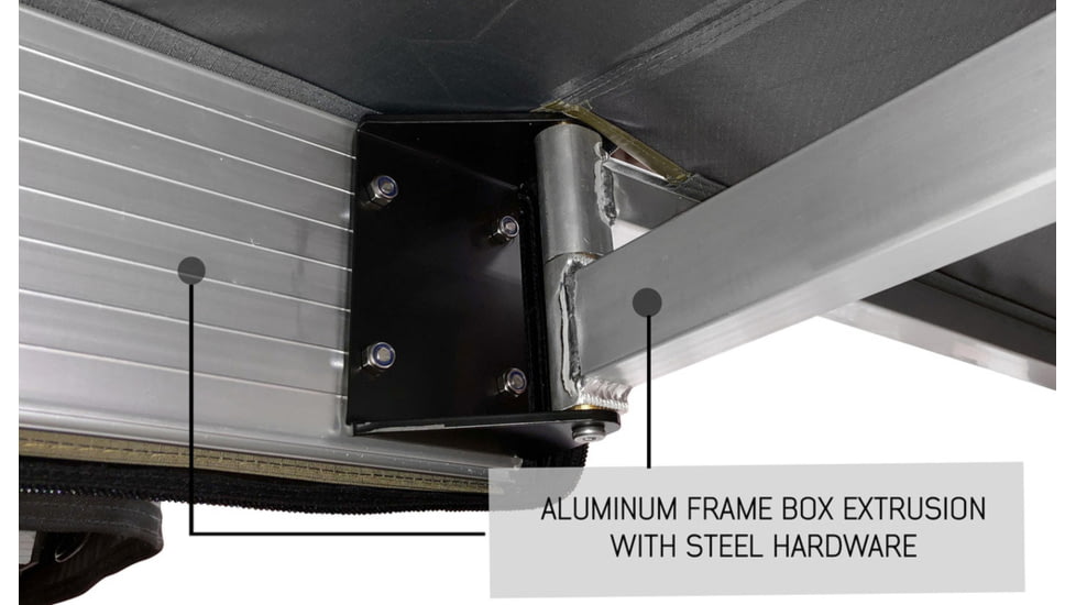 Overland Vehicle Systems Nomadic 270 Driver Roof Top Awning w/ Bracket Kit and Extended Poles For Mid to High Roof Line Vans, Dark Gray, 19519908