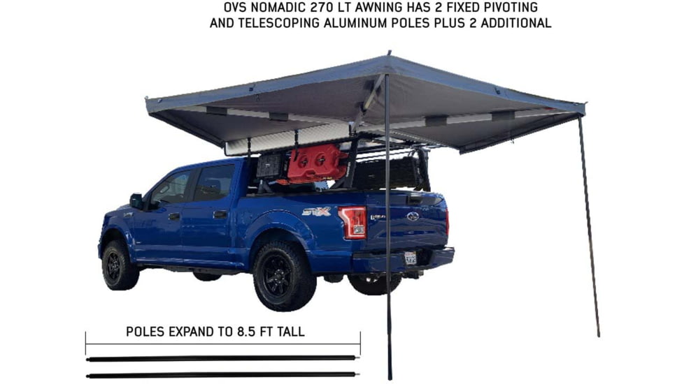 Overland Vehicle Systems Nomadic 270 LT Awning - Driver Side - Dark Gray Cover With Black Cover Universal, 19559907