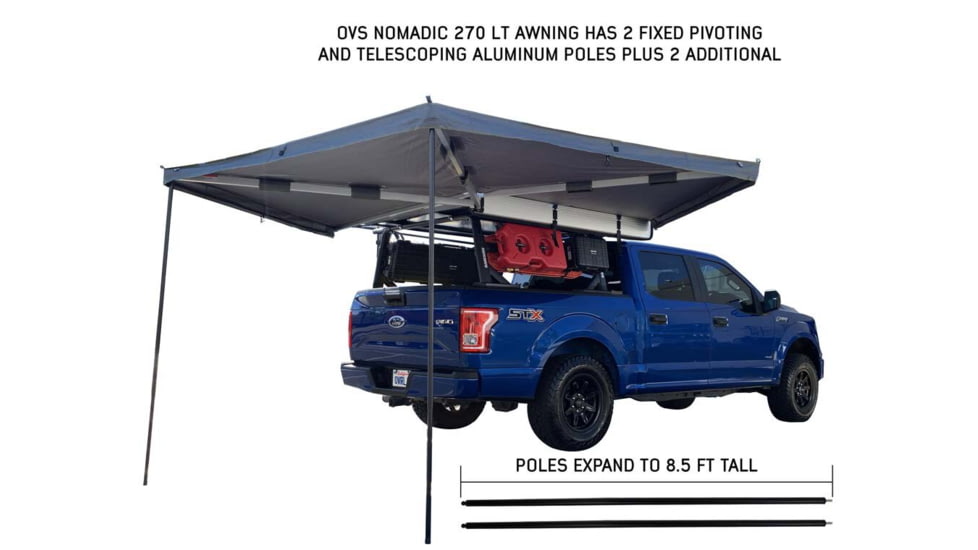 Overland Vehicle Systems Nomadic 270 LT Awning - Passenger Side - Dark Gray Cover With Black Cover Universal, 19569907