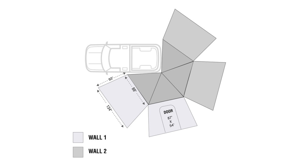 Overland Vehicle Systems Nomadic 270 LT Awning Wall 2 Driver Side, Grey, 18209909