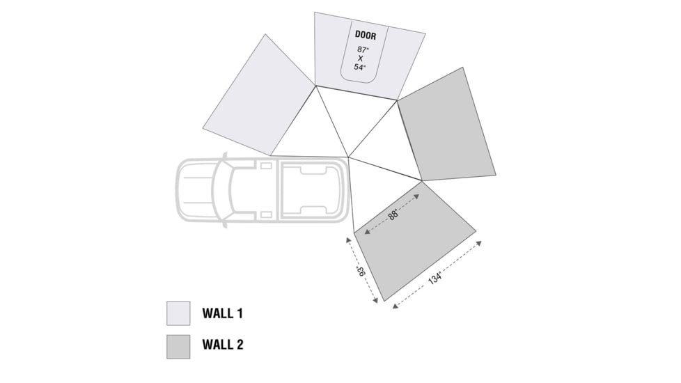 Overland Vehicle Systems Nomadic 270 LT Awning Wall 2 Passenger Side, Grey, 18239909