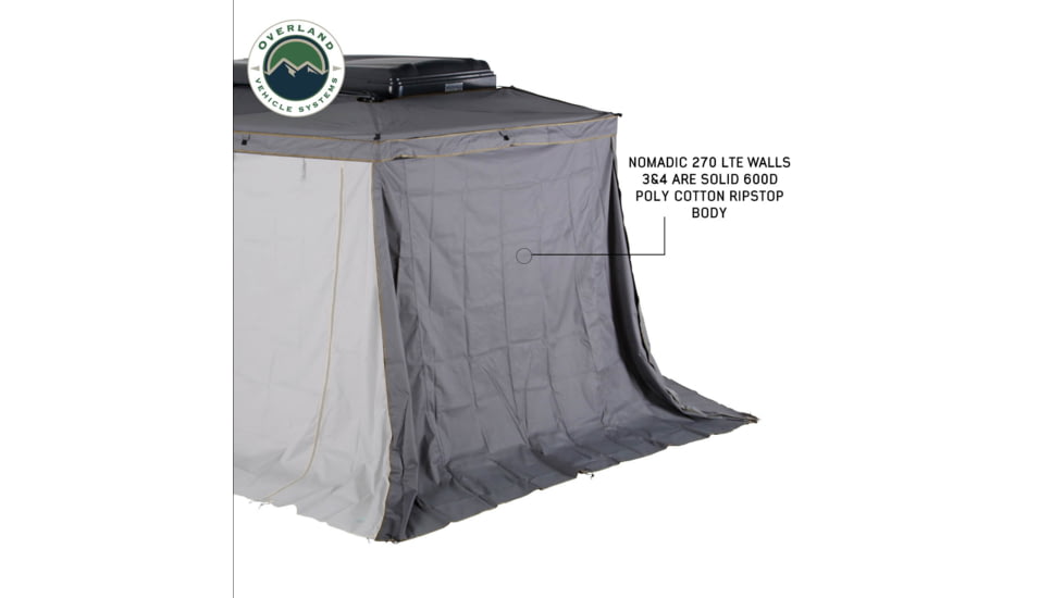 Overland Vehicle Systems Nomadic 270 LT Awning Wall 3 / 4 Driver Side, 18319909